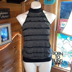 SUPER SEXY TOP - NEVER WORN - Sheer strips & ruffles no tags S-M